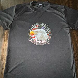 Black Short Sleeve Tee with Patriotic Eagle Design